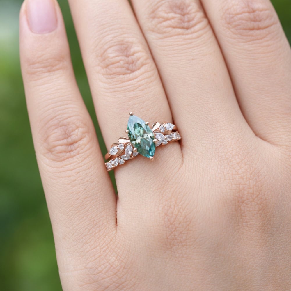 Botanical Marquise Cut Alexandrite Ring – Alyssa - Image 6