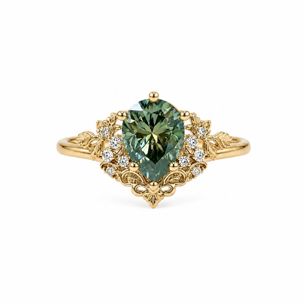 Secret Garden Ring in Pear Cut Moissanite - Jasmine