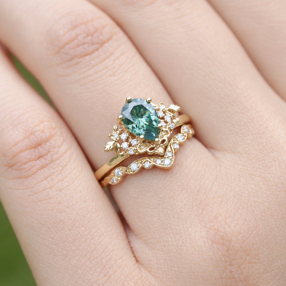 Secret Garden Ring in Pear Cut Moissanite - Jasmine - Image 2