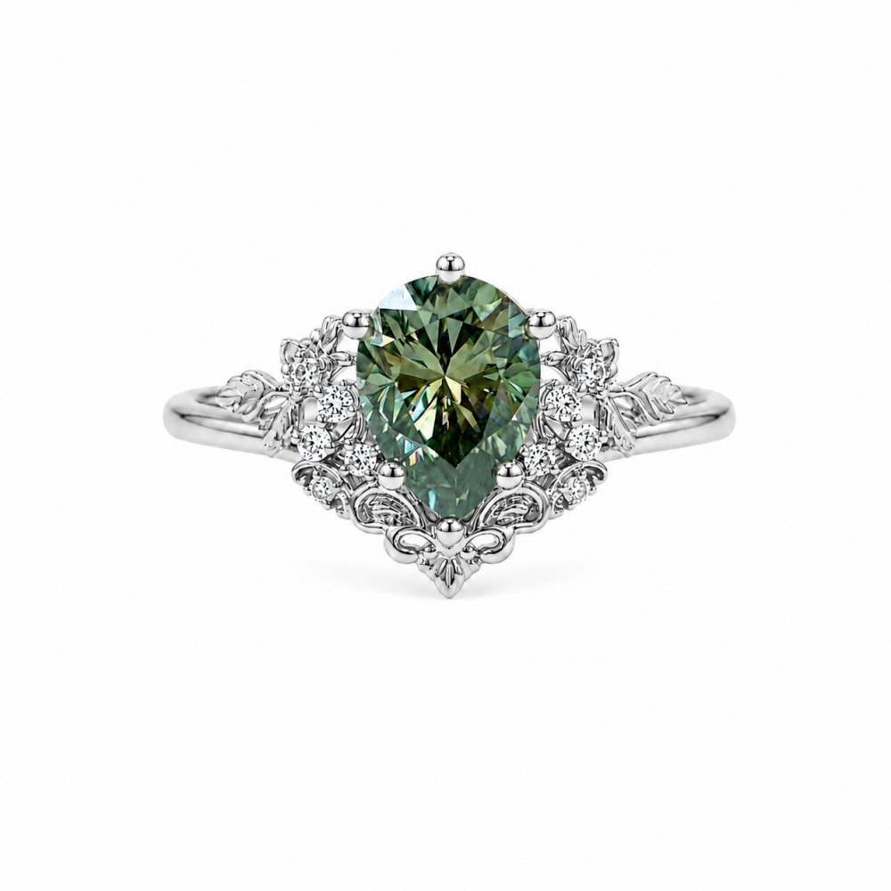 Secret Garden Ring in Pear Cut Moissanite - Jasmine - Image 5