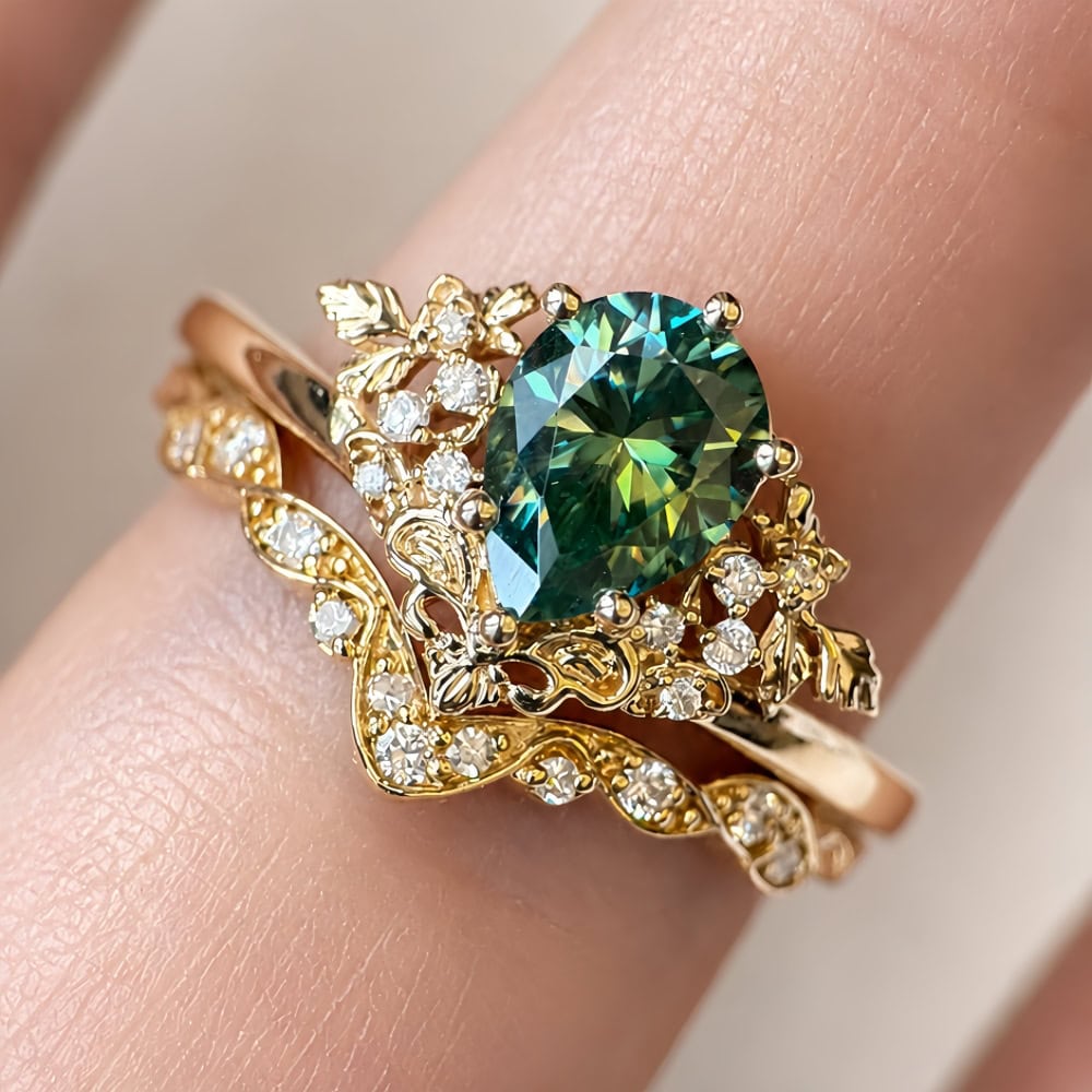 Secret Garden Ring in Pear Cut Moissanite - Jasmine - Image 6