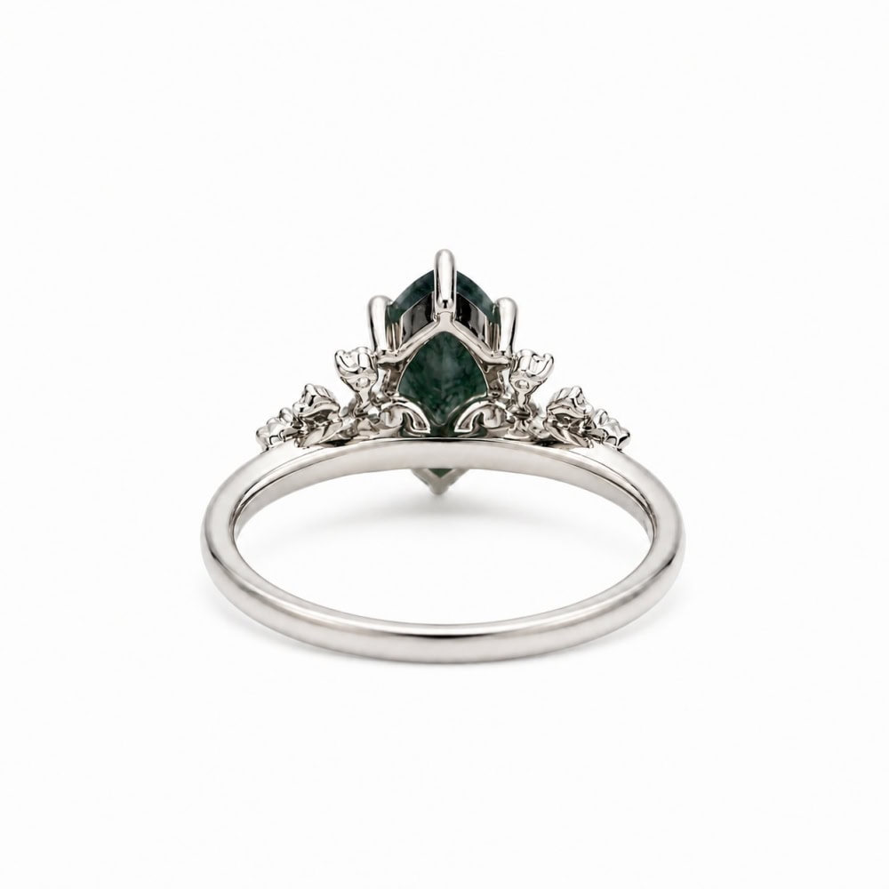 Secret Garden Ring in Marquise Cut Moss Agate - Jasmine - Image 4