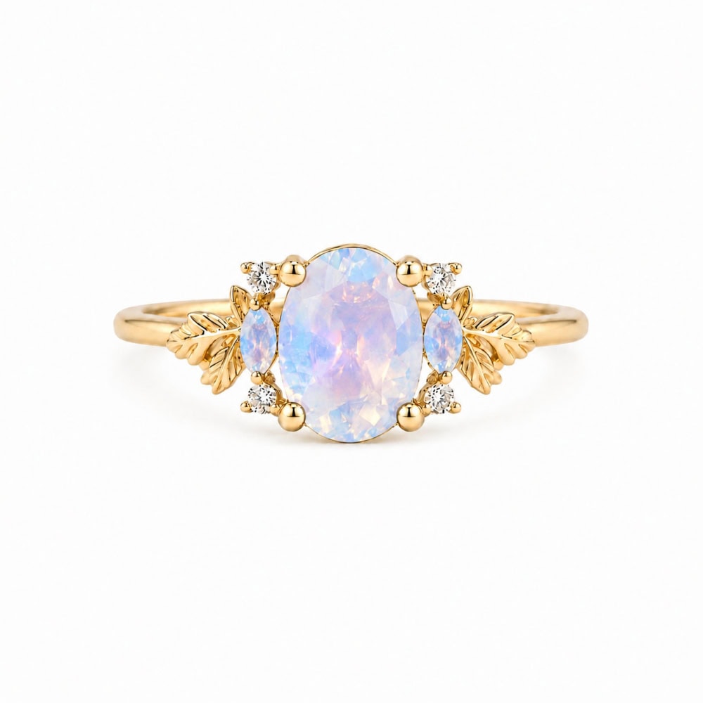 Secret Garden oval moonstone engagement ring – Jasmine