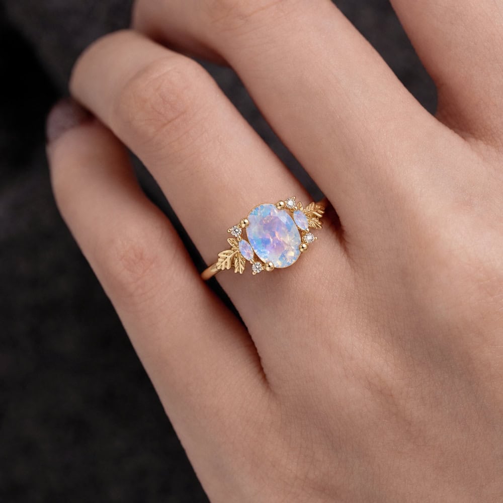 Secret Garden Ring in Oval Cut Moonstone – Jasmine - Image 3