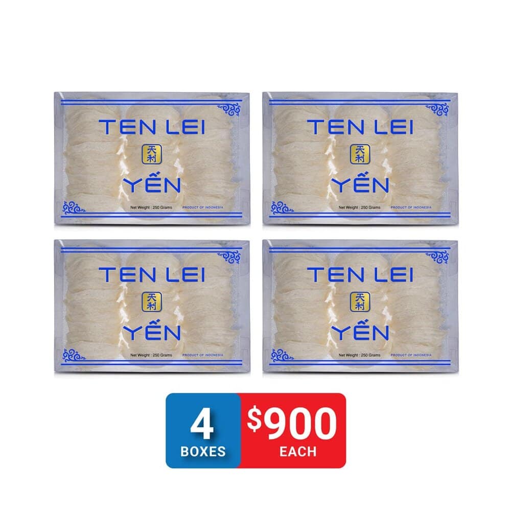 Ten Lei Yen Blue Label Kali Dried White Edible Bird's Nest 250 Grams 4 Box