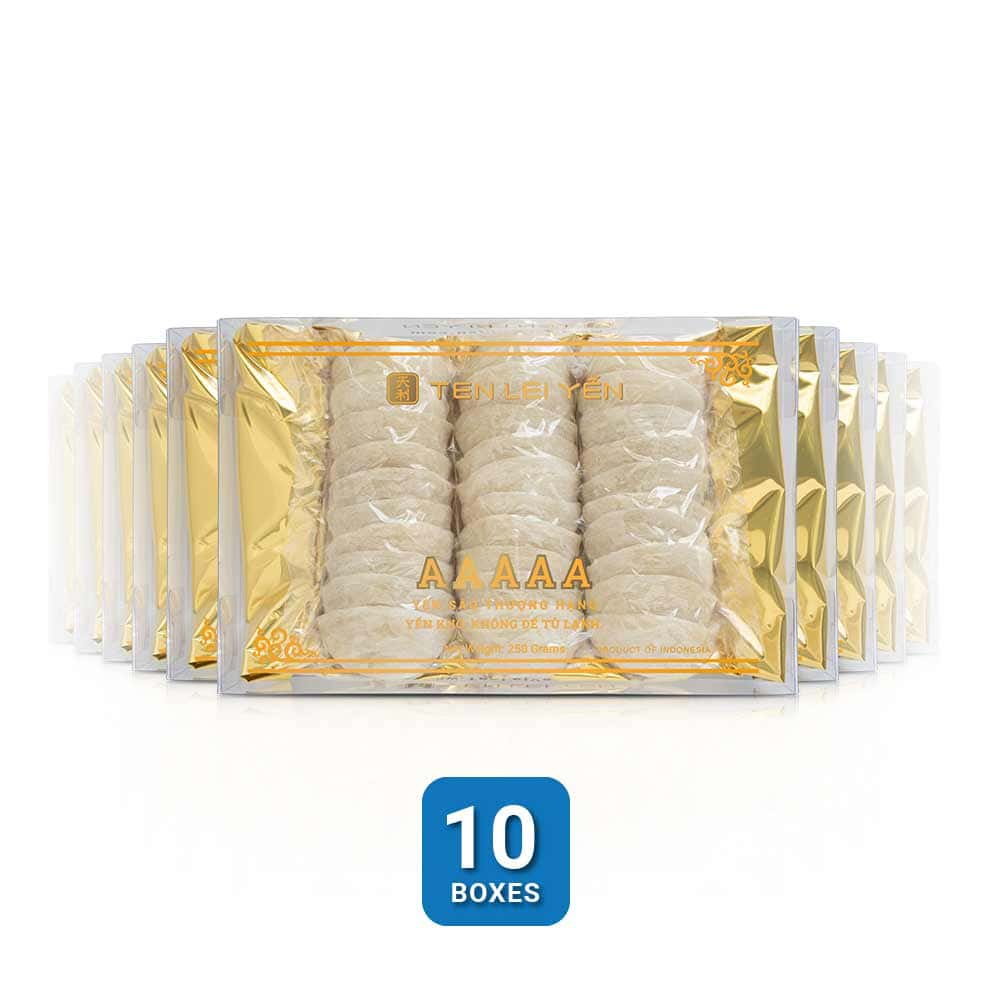 Ten Lei Yen Song Vui AAAAA White Edible Bird's Nest 250g. 10 Boxes.