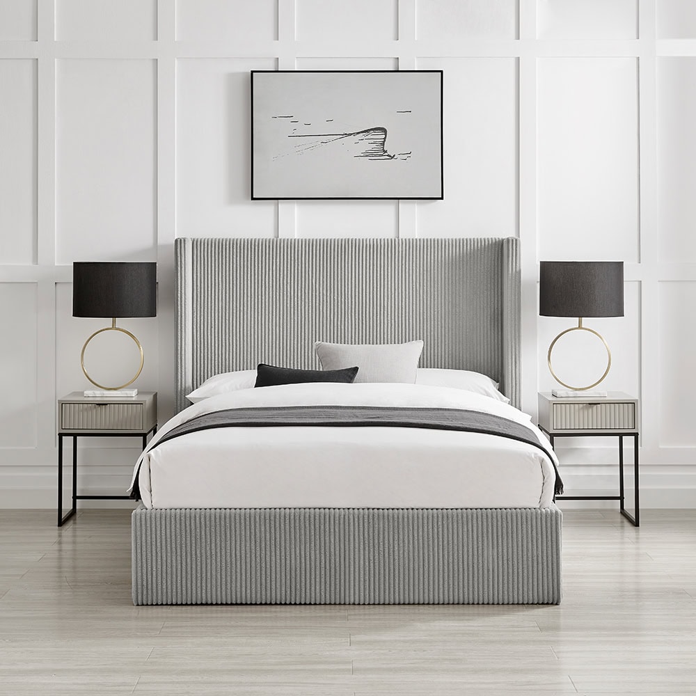 Limelight Gemini Storage Bed in Grey Fabric