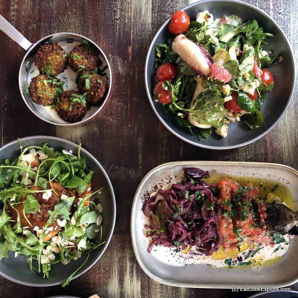 Review: Melabes Israeli Restaurant Kensington 4 Melabes Israelie Food Kensington - Vegetarian starters Falafel, chargrilled aubergine and salads