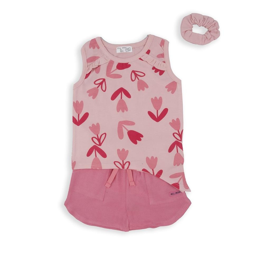 Conj  2 piezas   coletero Tulipanes rosas BABYBOL