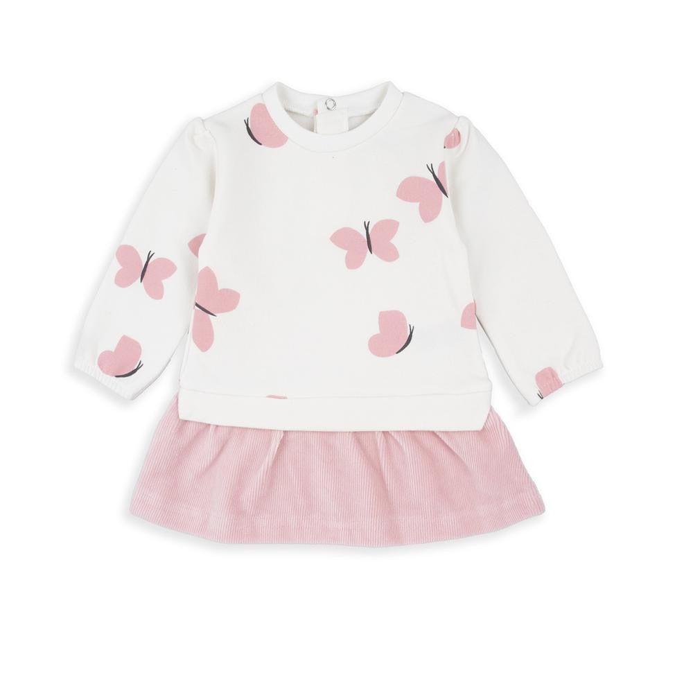 Vestido combinado algodón mariposas BABYBOL