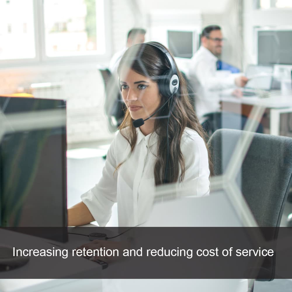 Newly recruited call centre employee takes a call at not for profit company