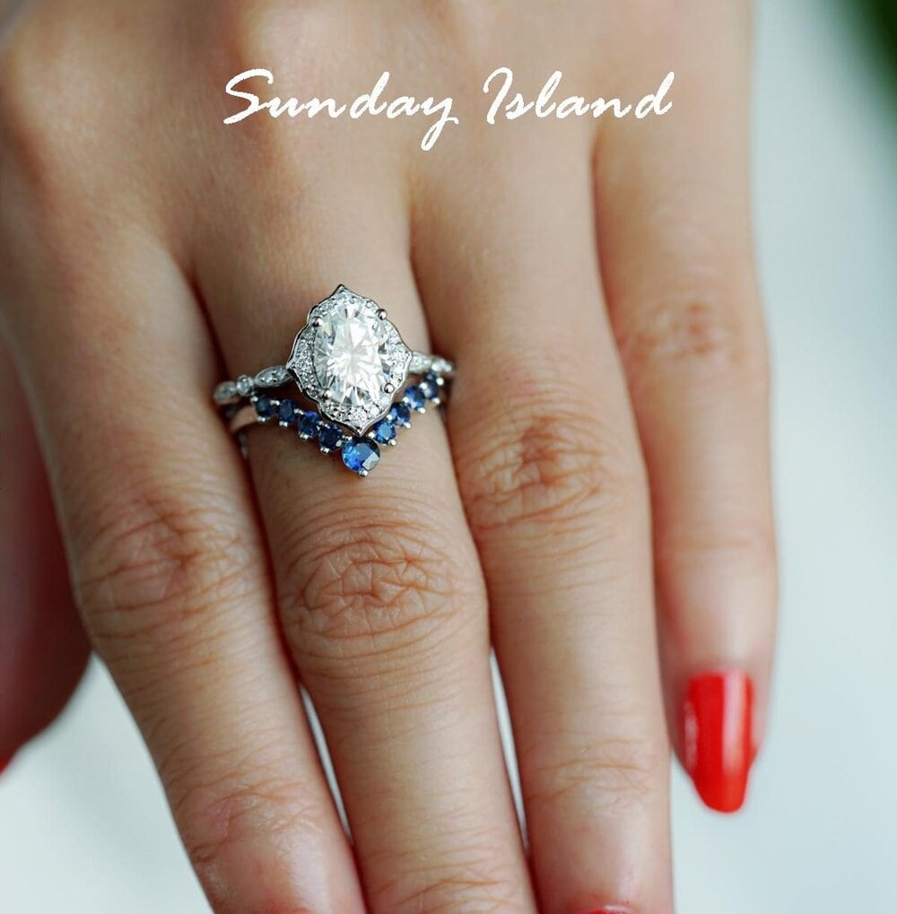 Blue Sapphire Wedding Band - Aubriella - Image 5