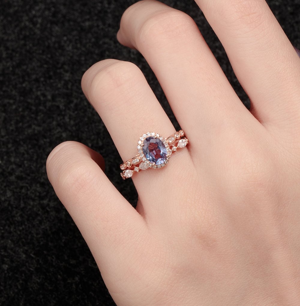 Oval Cut Australian Opal Halo Ring - Juliana - Image 6