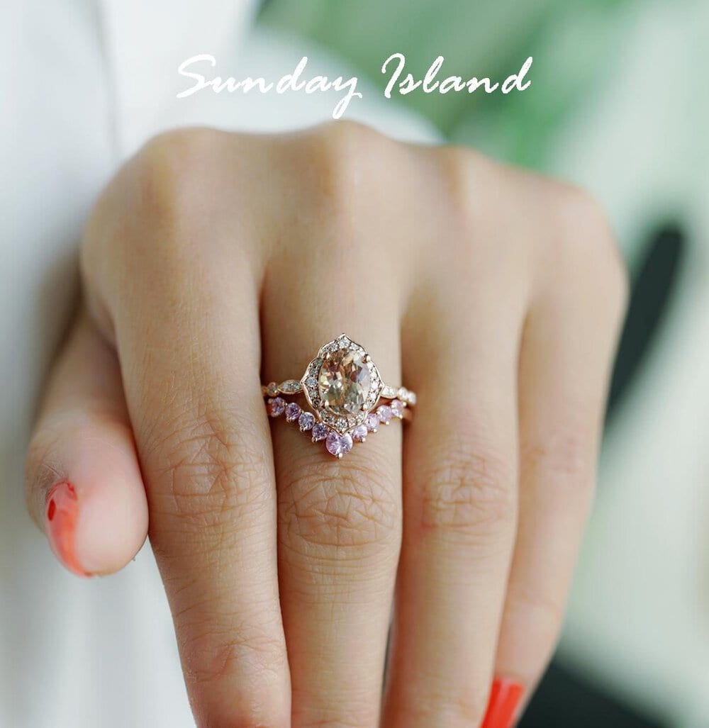 Pink Sapphire Wedding Band - Aurora - Image 3