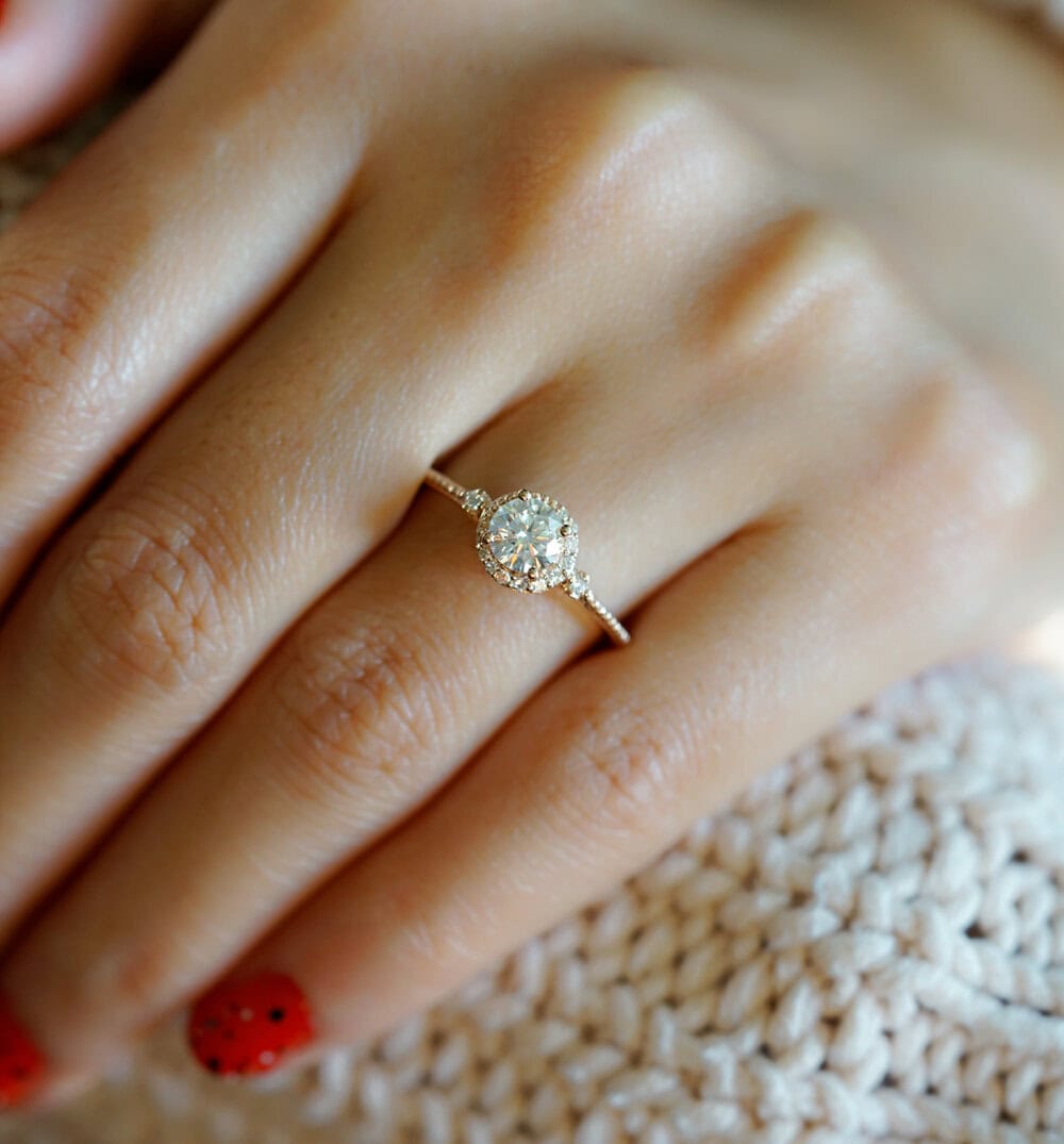 Half Moon Moissanite Engagement Ring - Angela - Image 7