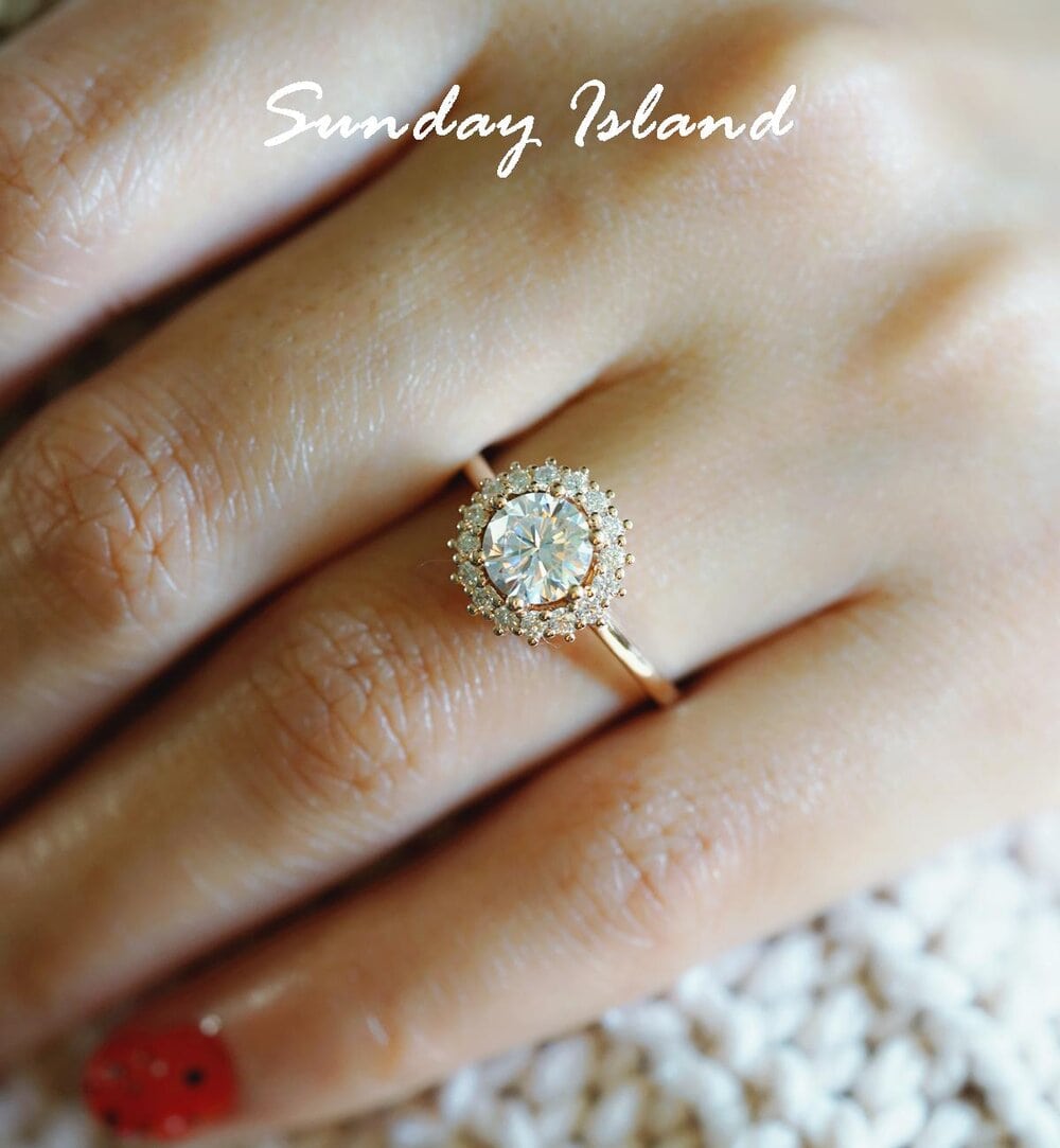 Halo Moissanite Engagement Ring - Calla - Image 4
