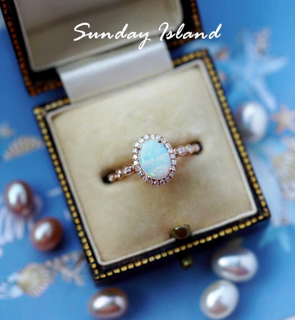 Oval Cut Australian Opal Halo Ring - Juliana - Image 4