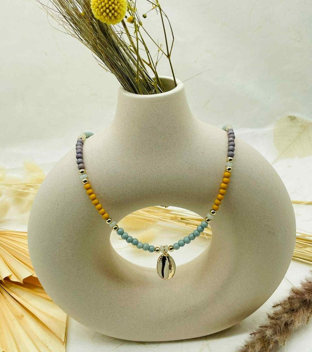 Boho Perlenkette Ibiza Layering Kombination Goldketten