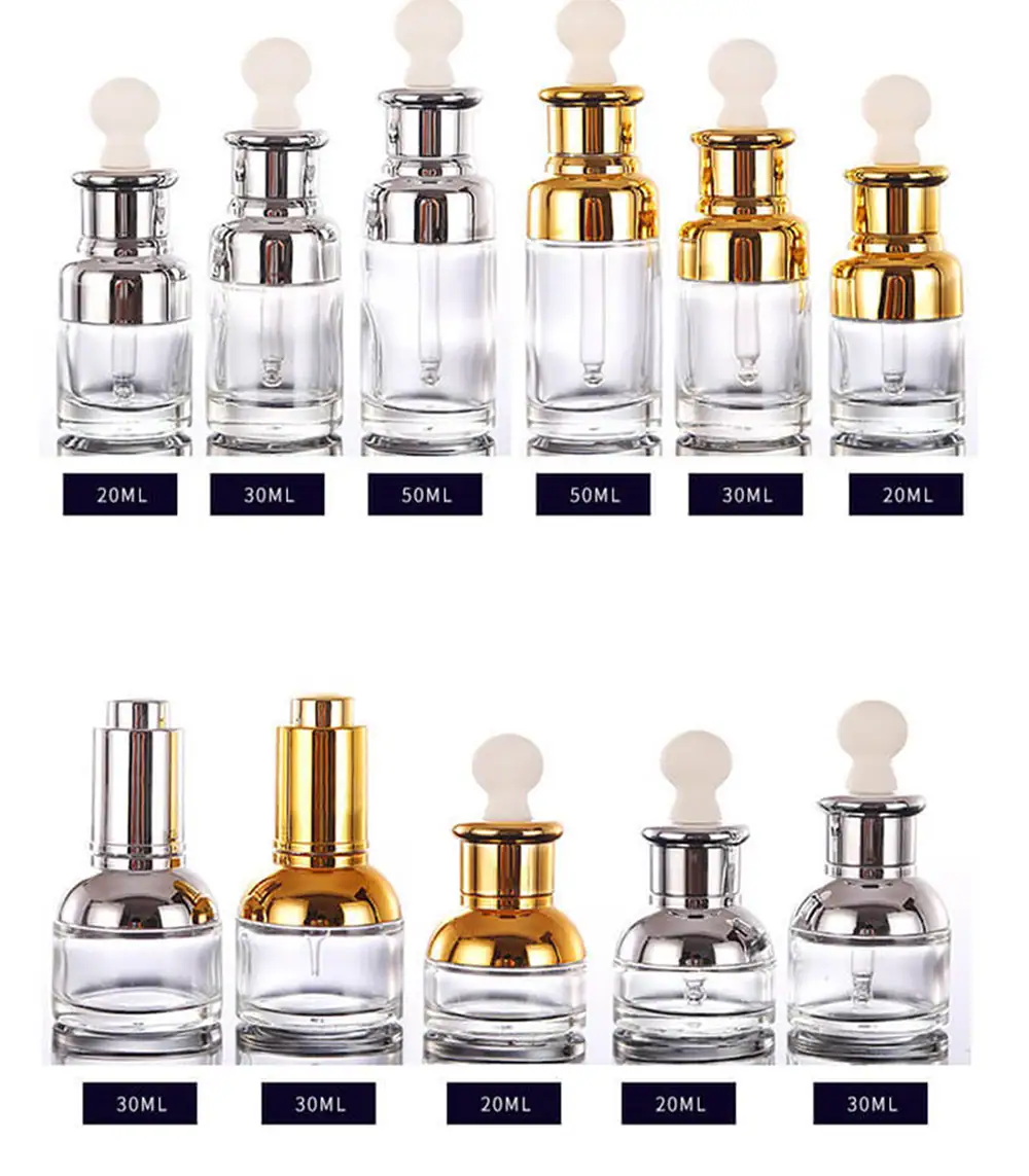 Barattolo di vetro per cosmetici da 30 ml, produzione in fabbrica con stampa del logo personalizzato