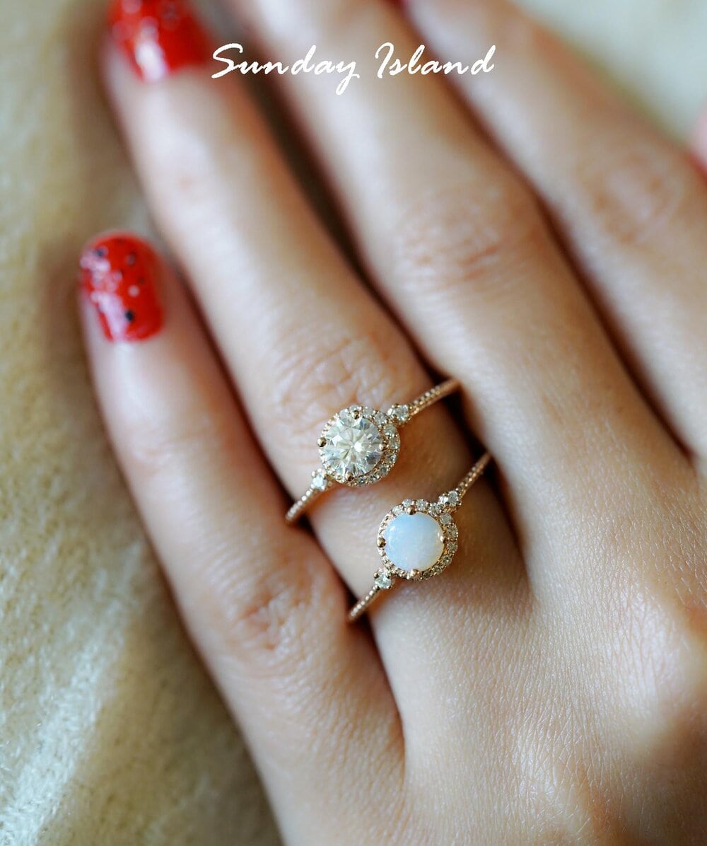 Half Moon Australian Opal Ring - Athena - Image 3