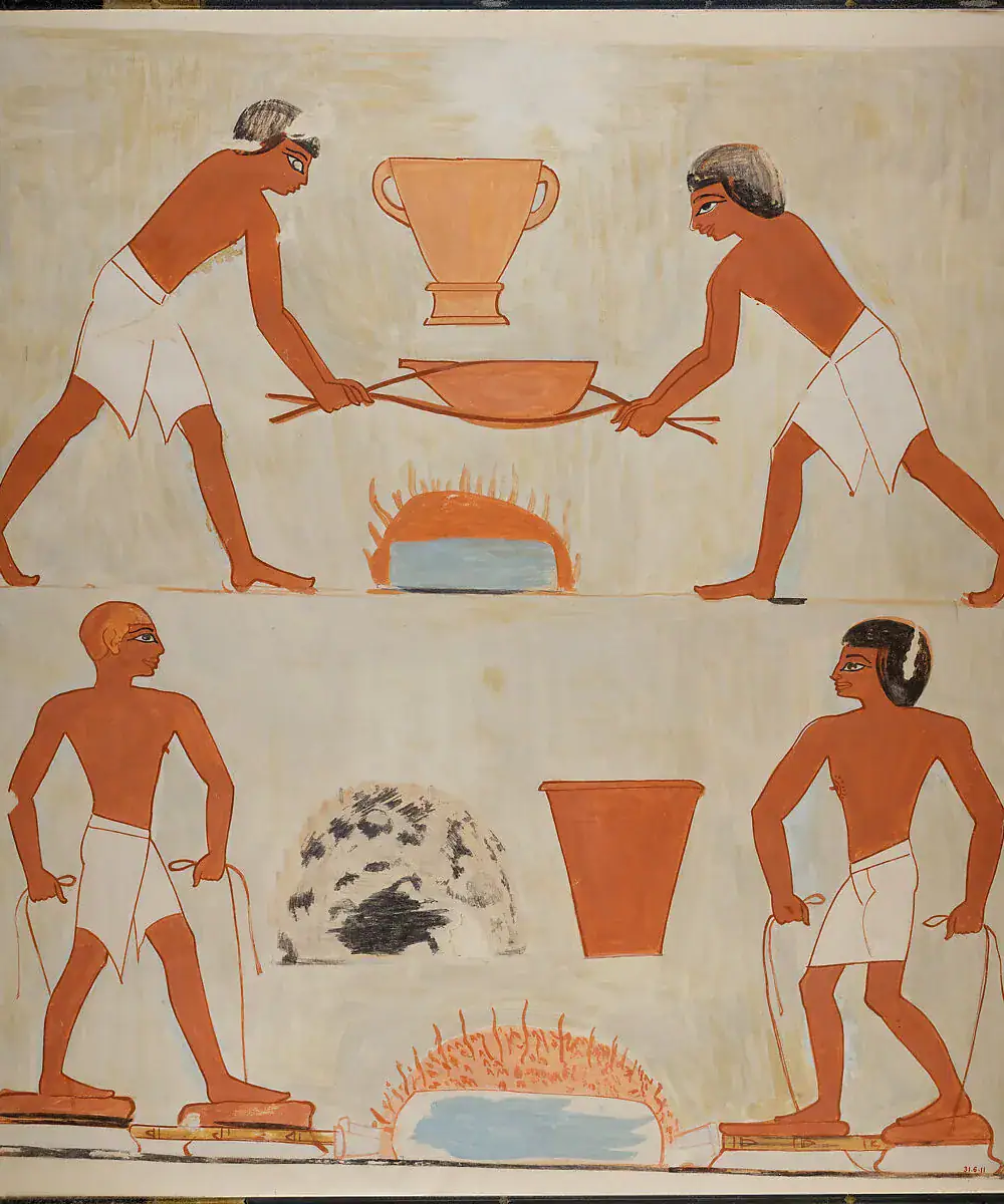 Conservator treating fragile ancient Egyptian painted plaster