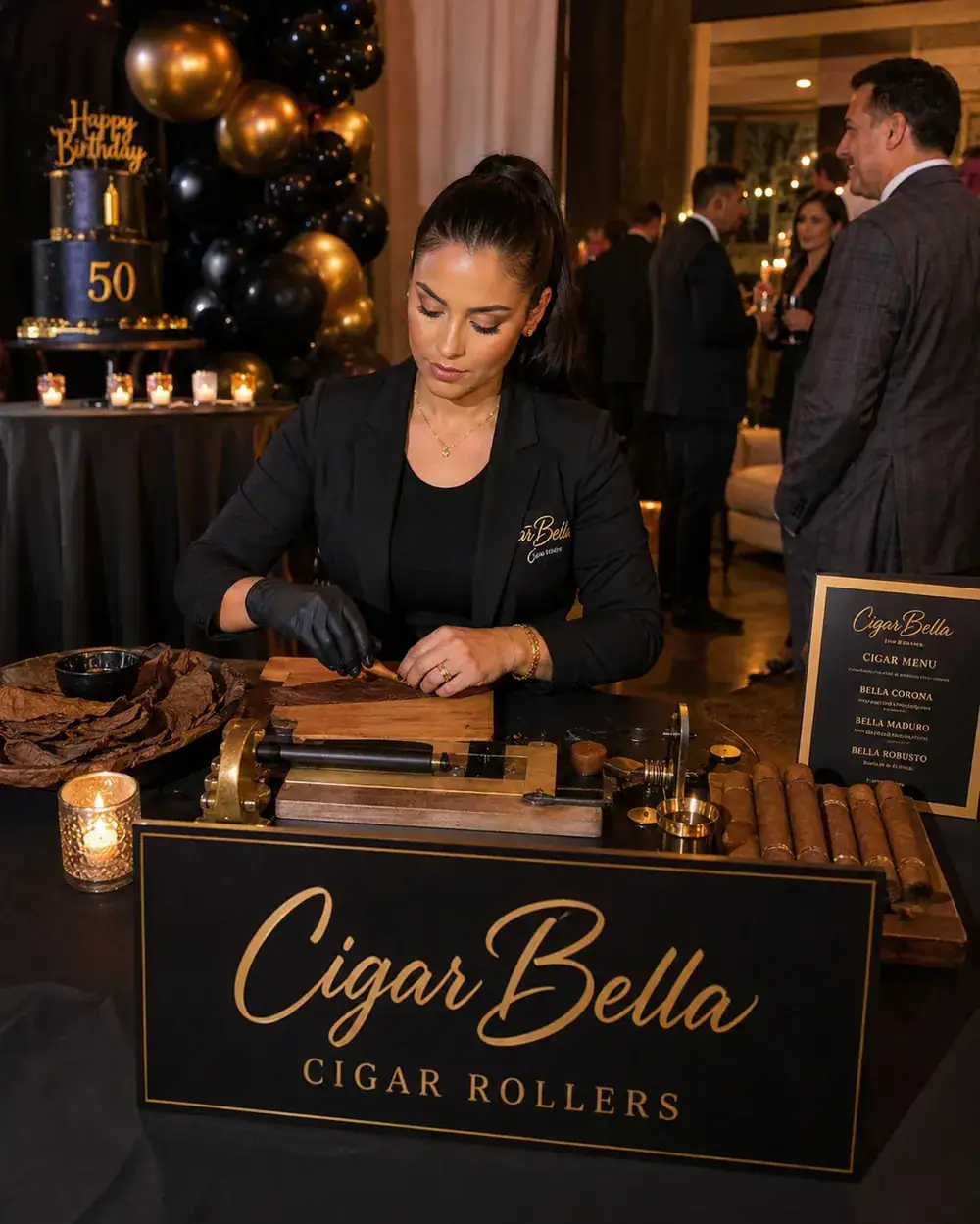 cigar roller for birthday party at a luxury milestone birthday celebration