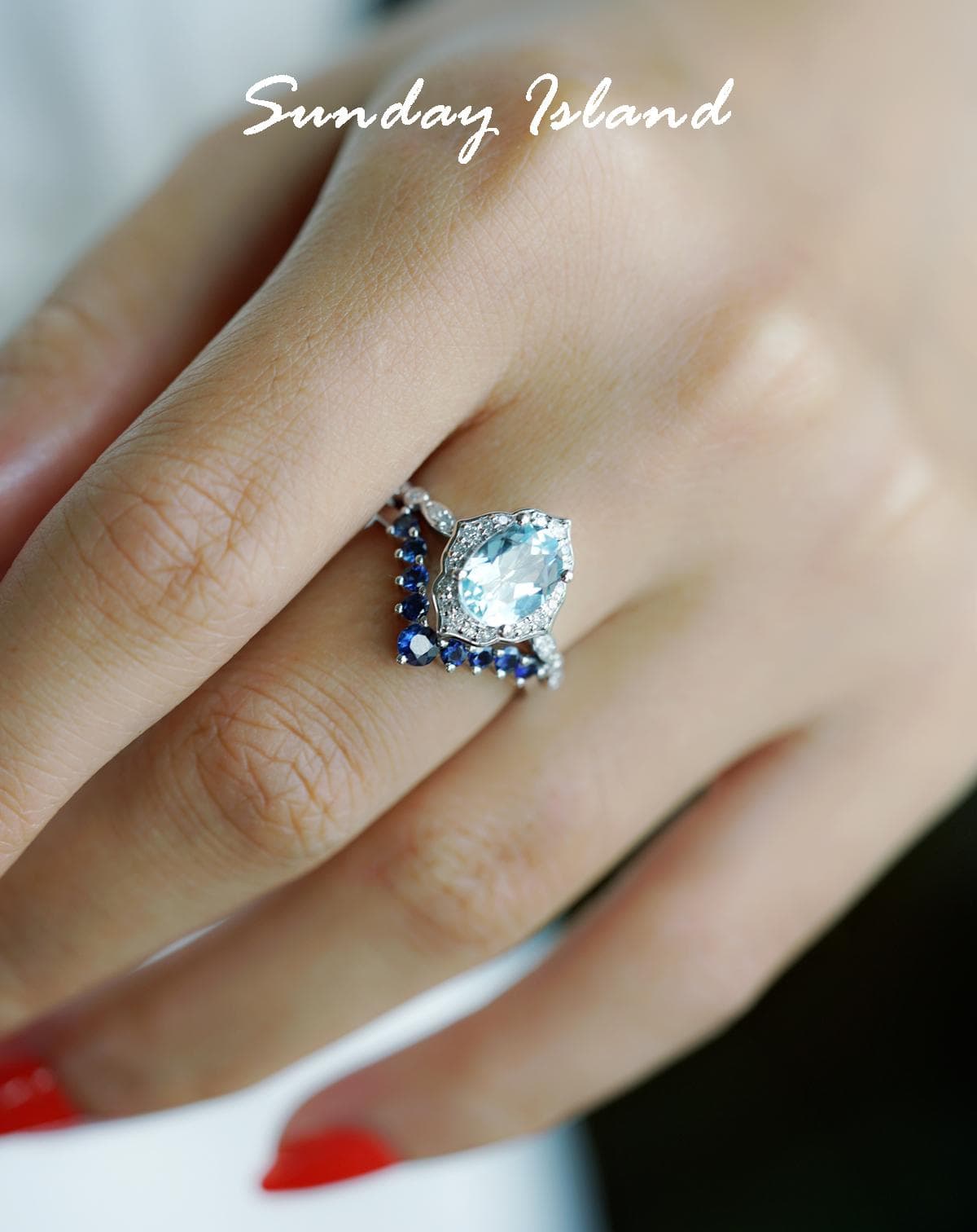 Blue Sapphire Wedding Band - Aubriella - Image 4