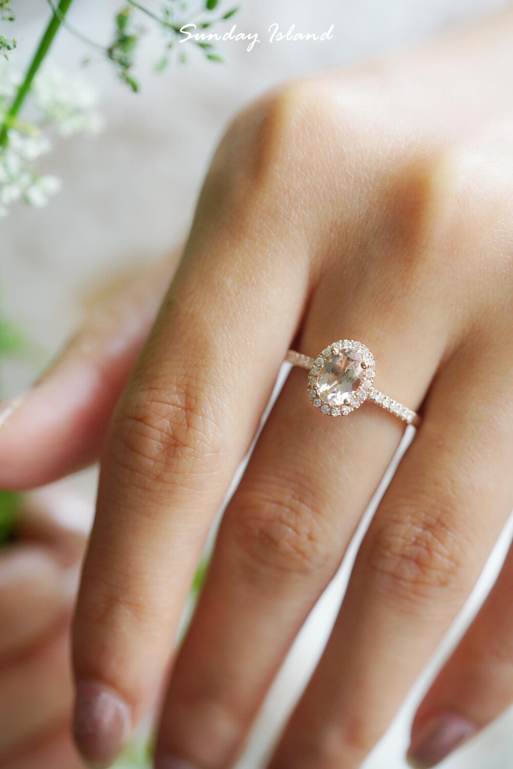 Oval Aquamarine Halo Ring - Kendra - Image 3