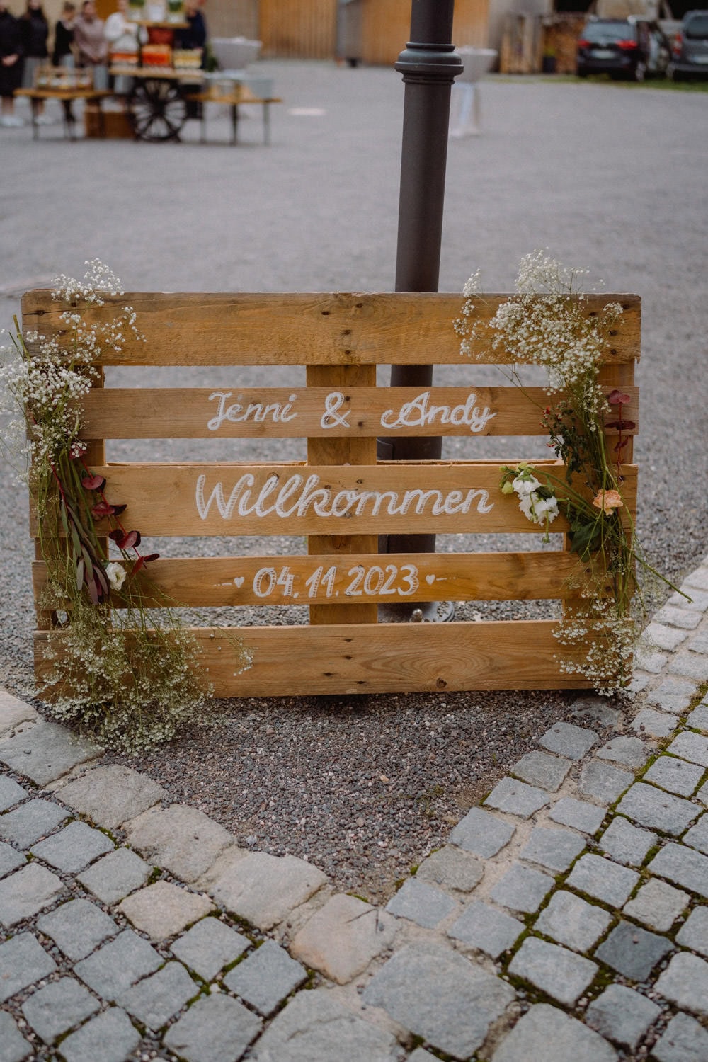Willkommensschild auf der Hochzeit im Hammerschloss Stodl Schmidmühlen