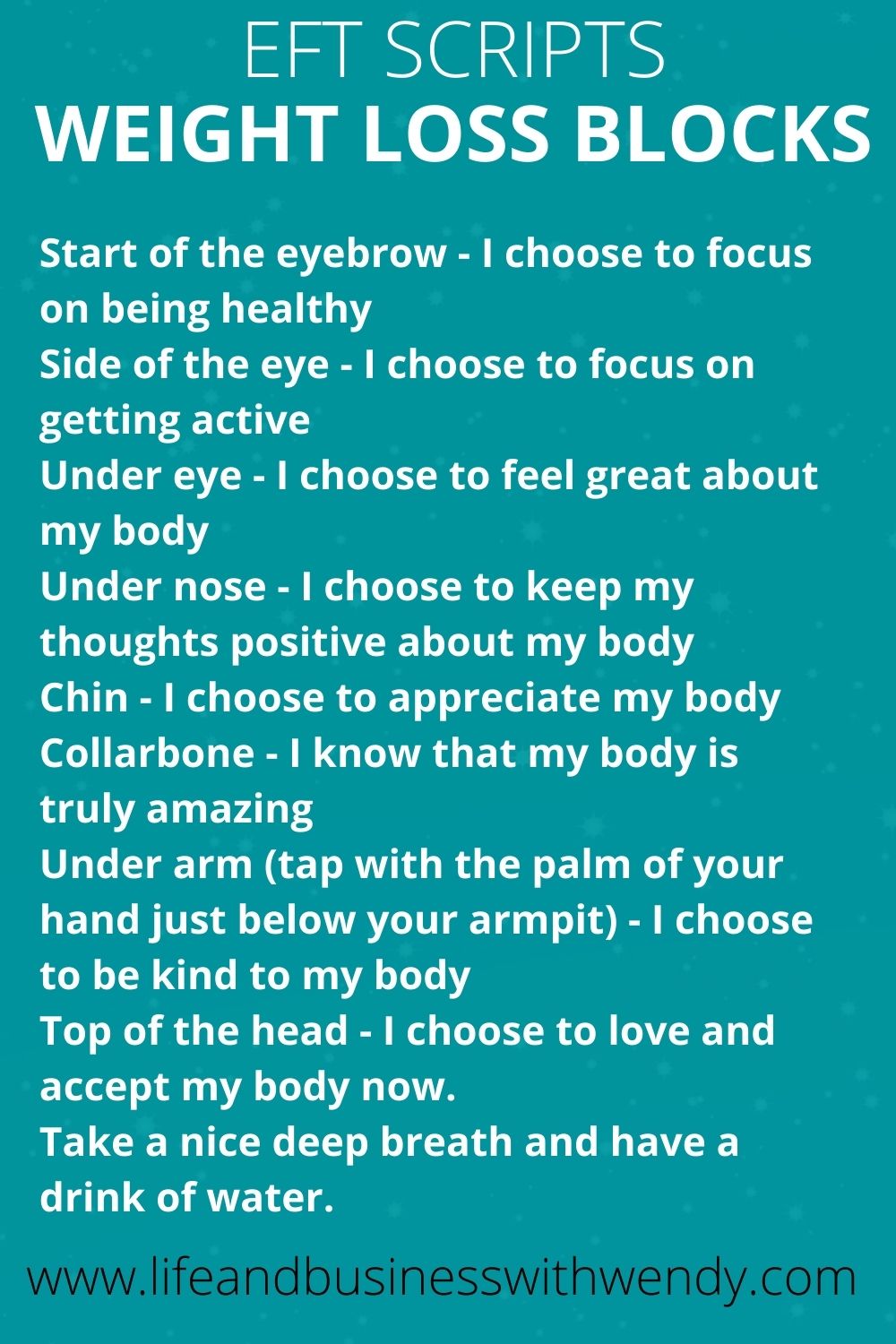 Emotional Freedom techniques, EFT tapping scripts to help release weight loss blocks