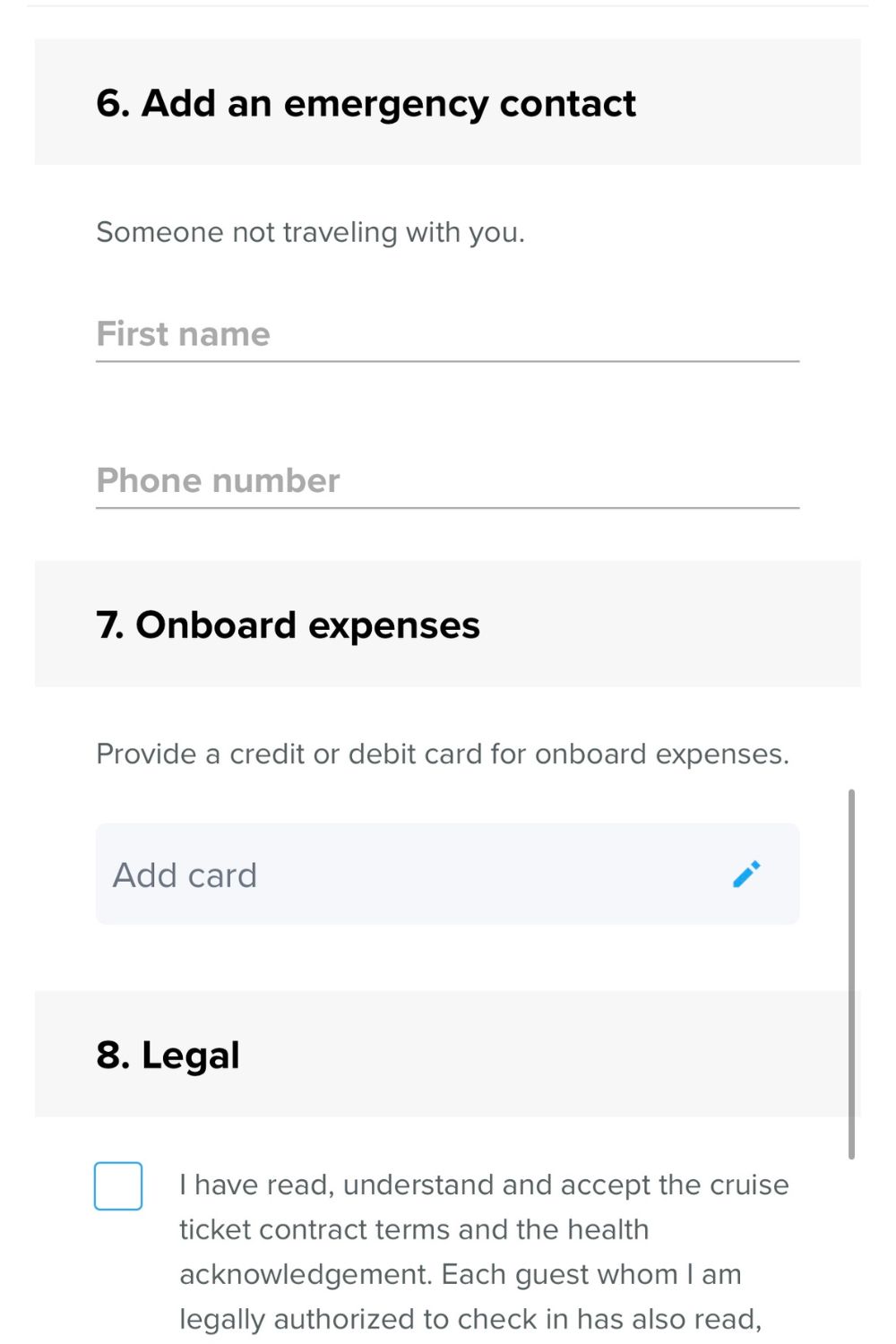 Steps for Royal Caribbean Online Check-in Process