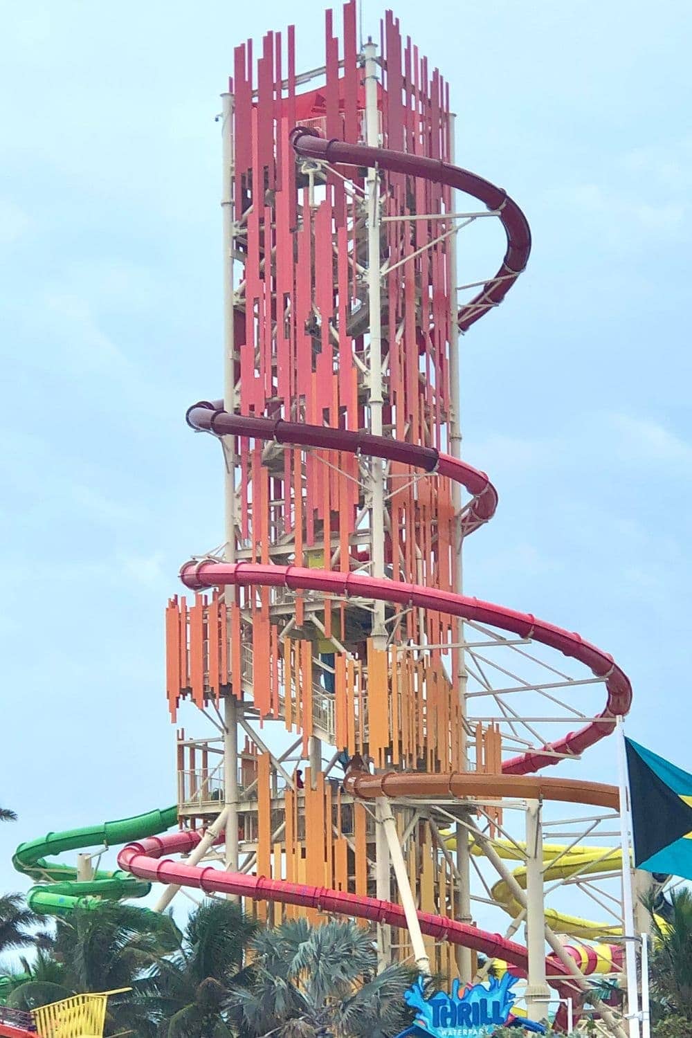 multiple colorful water slides
