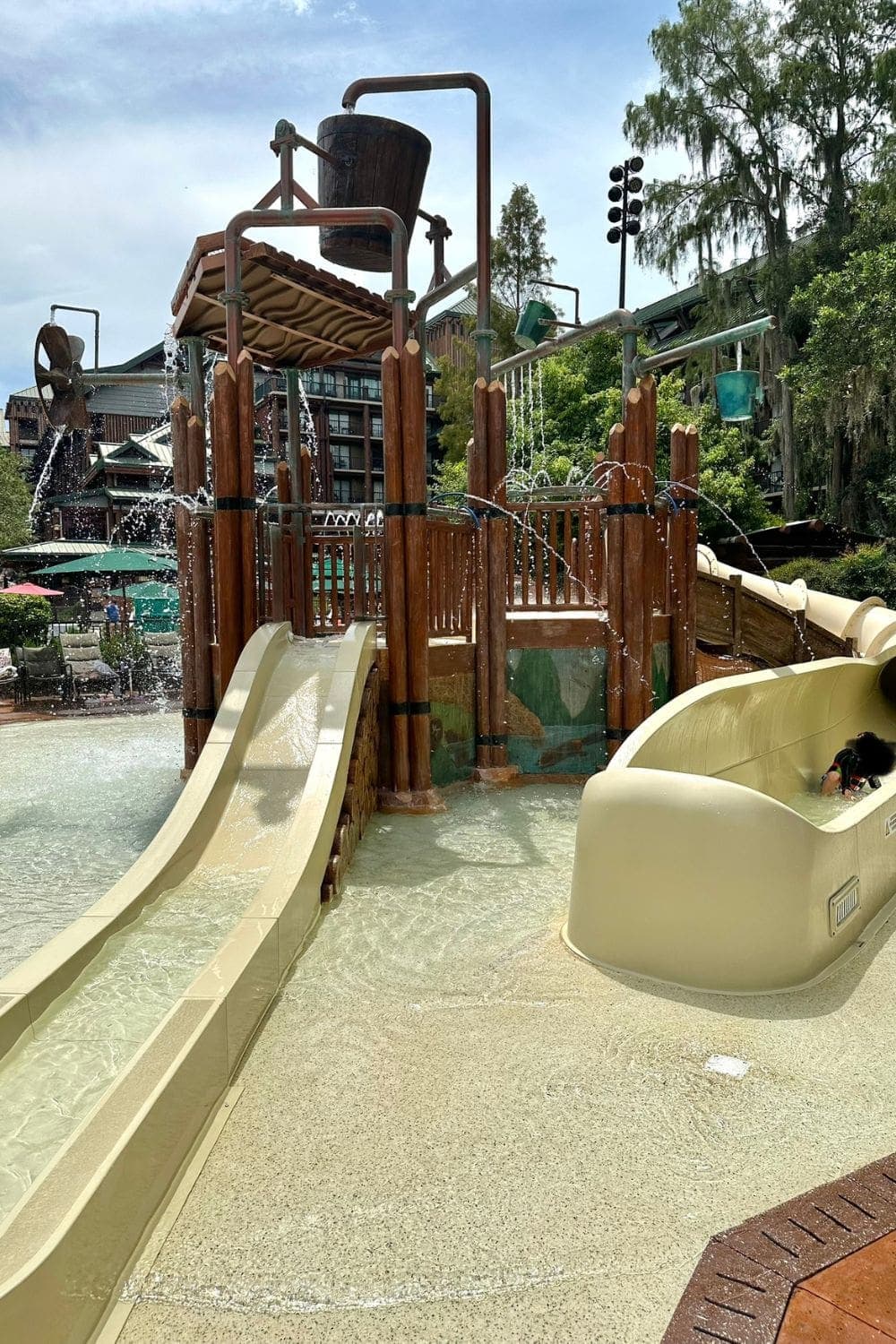 small waterslides and spray area