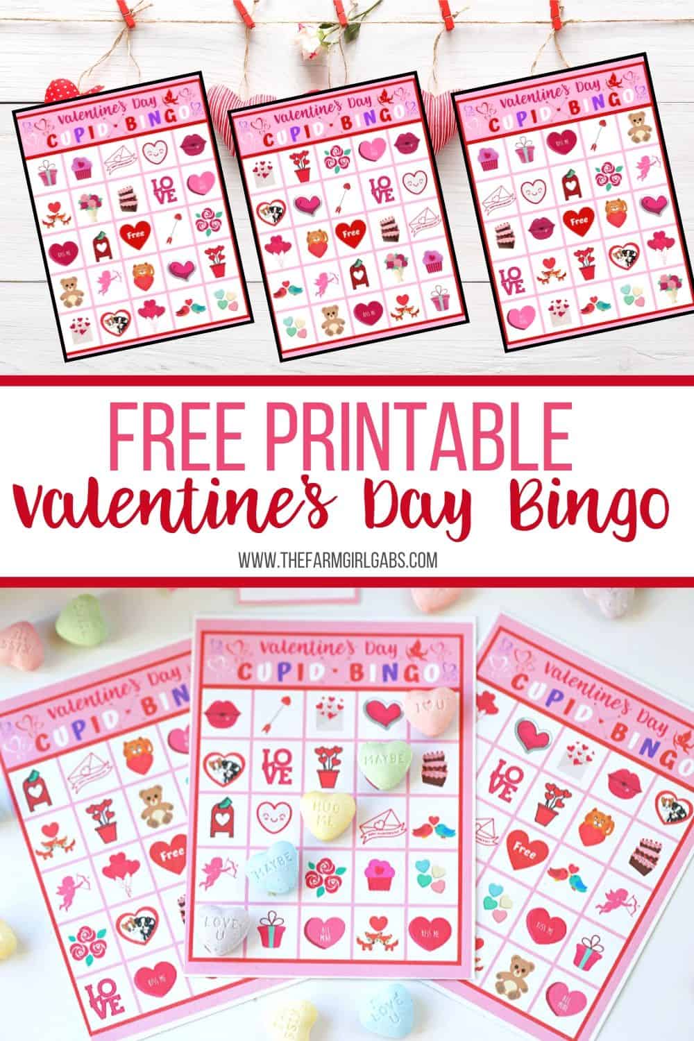 These free Valentine's Day Bingo cards are perfect for kids to play at home or classroom parties. Download these bingo cards today for some Valentine's Day fun! Download and print out this fun Valentine bingo game for hours of fun. #bingogame #valentinebingo #valentinesdaycraft #valentinesdayprintable