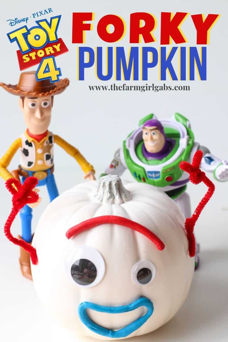 Forky won our hearts in Disney Pixar's Toy Story 4. Your kids will love making this easy Toy Story 4 Forky Pumpkin craft for Halloween.Â  #toystory #forky #pumpkin #halloween #fallcraft #disneycraft