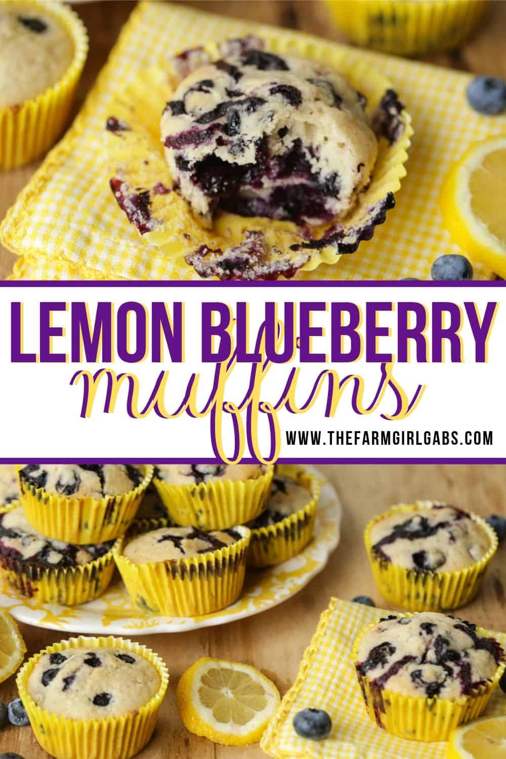 Sweet farm-fresh blueberries and tart lemons pair up for these delicious Lemon Blueberry Muffins. This easy recipe is perfect for breakfast or dessert. This muffin recipe is a delicious twist to the classic blueberry muffins. #lemonblueberrymuffins #blueberryrecipes #blueberrymuffins