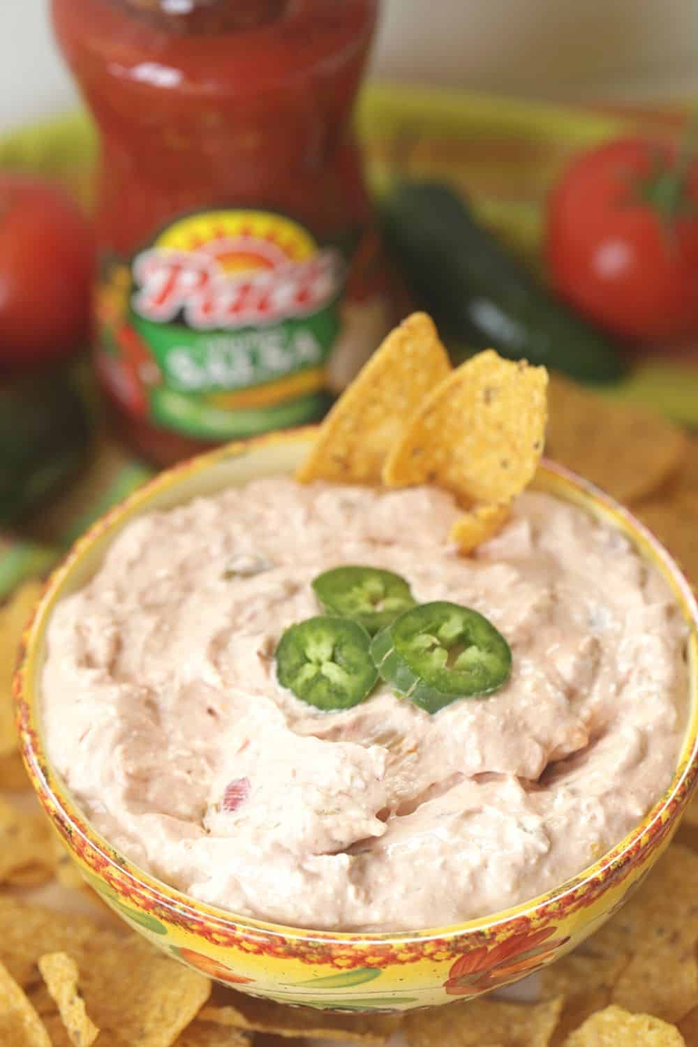 Three cheers for football food! This easy Salsa Dip recipe uses only two ingredients and takes 15 minutes to make…tops! Add this delicious cream cheese dip recipe to your homegating or tailgating menu. It’s the perfect game day recipe your family and friends will enjoy. This easy party dip is the real winner. (Ad) Find @PaceSalsa at @Walmart. #EntertainingWithPace #footballfood #gameday #tailgaterecipe #homegating #easypartyidea