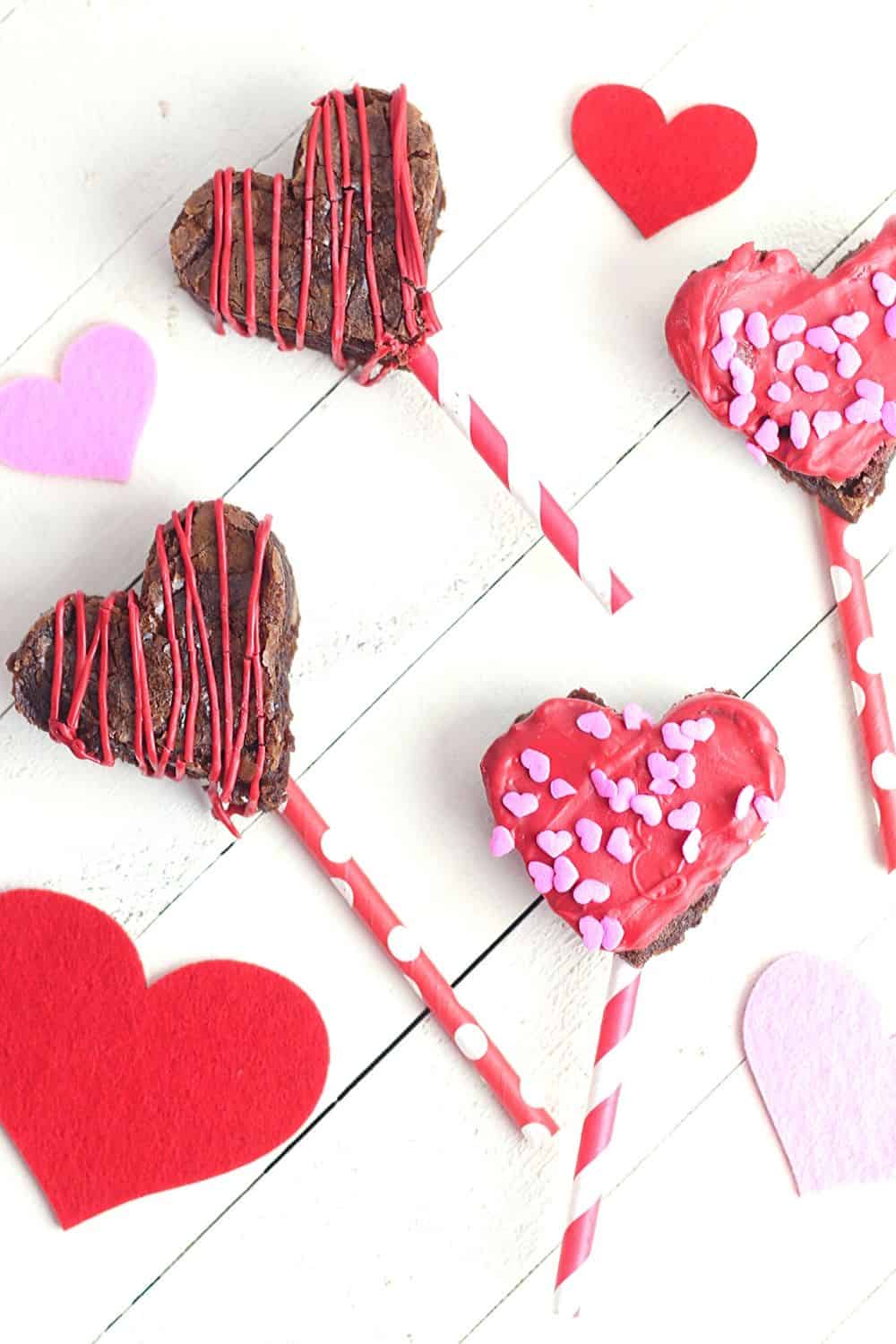 These heart-shaped Valentine Brownie Pops are an easy holiday treat. They are an easy dessert to make for Valentine's Day or all year long.