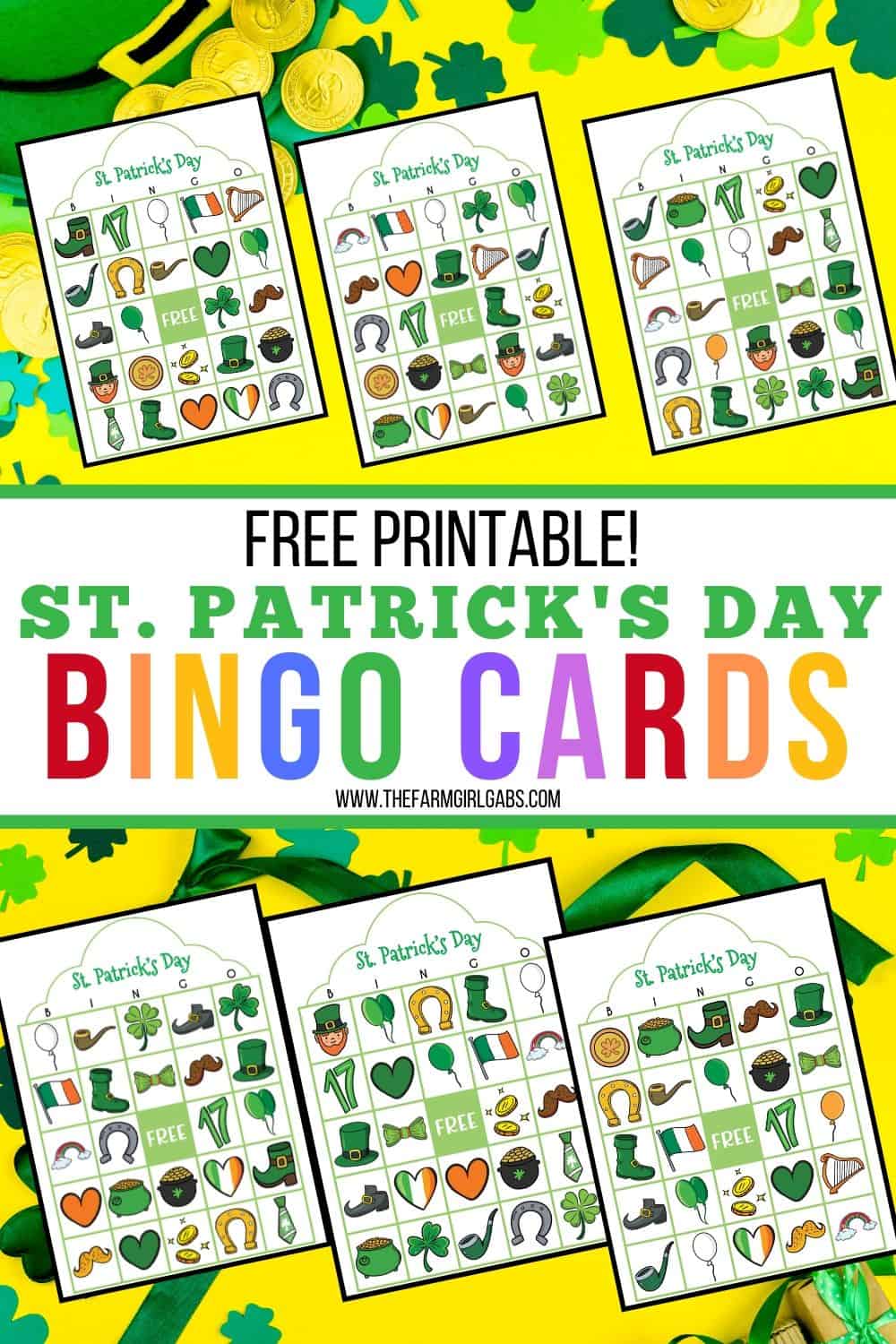 These free printable St. Patrick's Day Bingo cards are fun for kids to play at home or classroom parties. Download these bingo cards today for some St. Patrick's Day fun! #stpatricksdaycraft #stpatricksdaygame #freeprintable