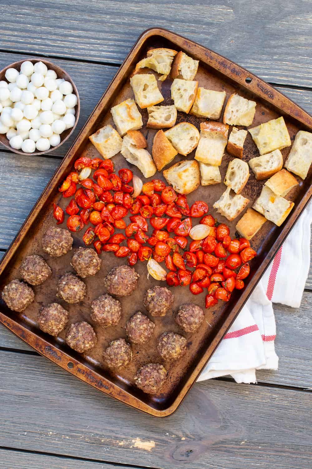 sheet pan meatball parm dinner