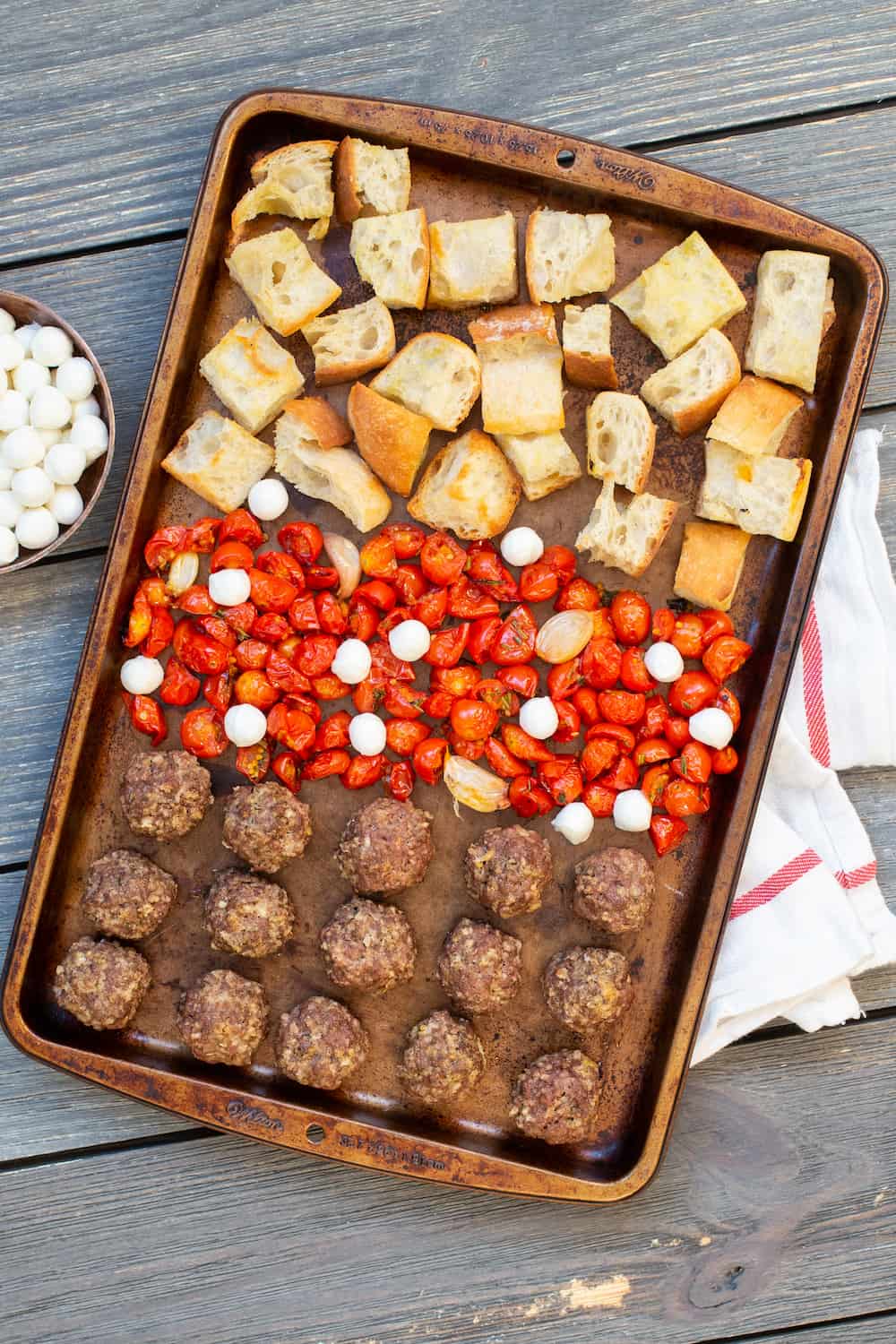 sheet pan meatball parm dinner