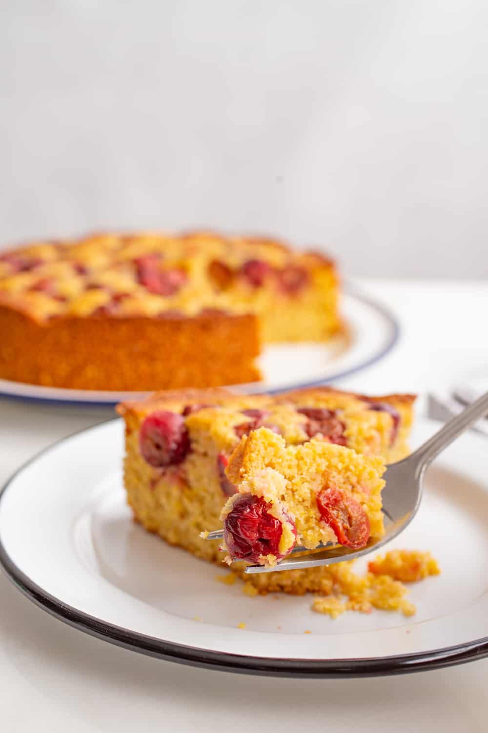 sour cherry polenta cake
