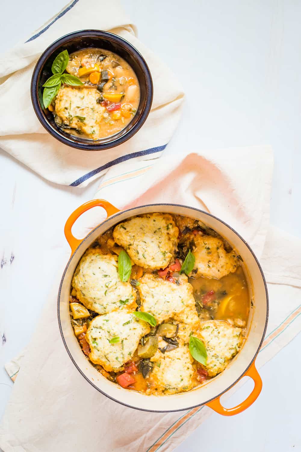 minestrone stew with polenta herb dumplings