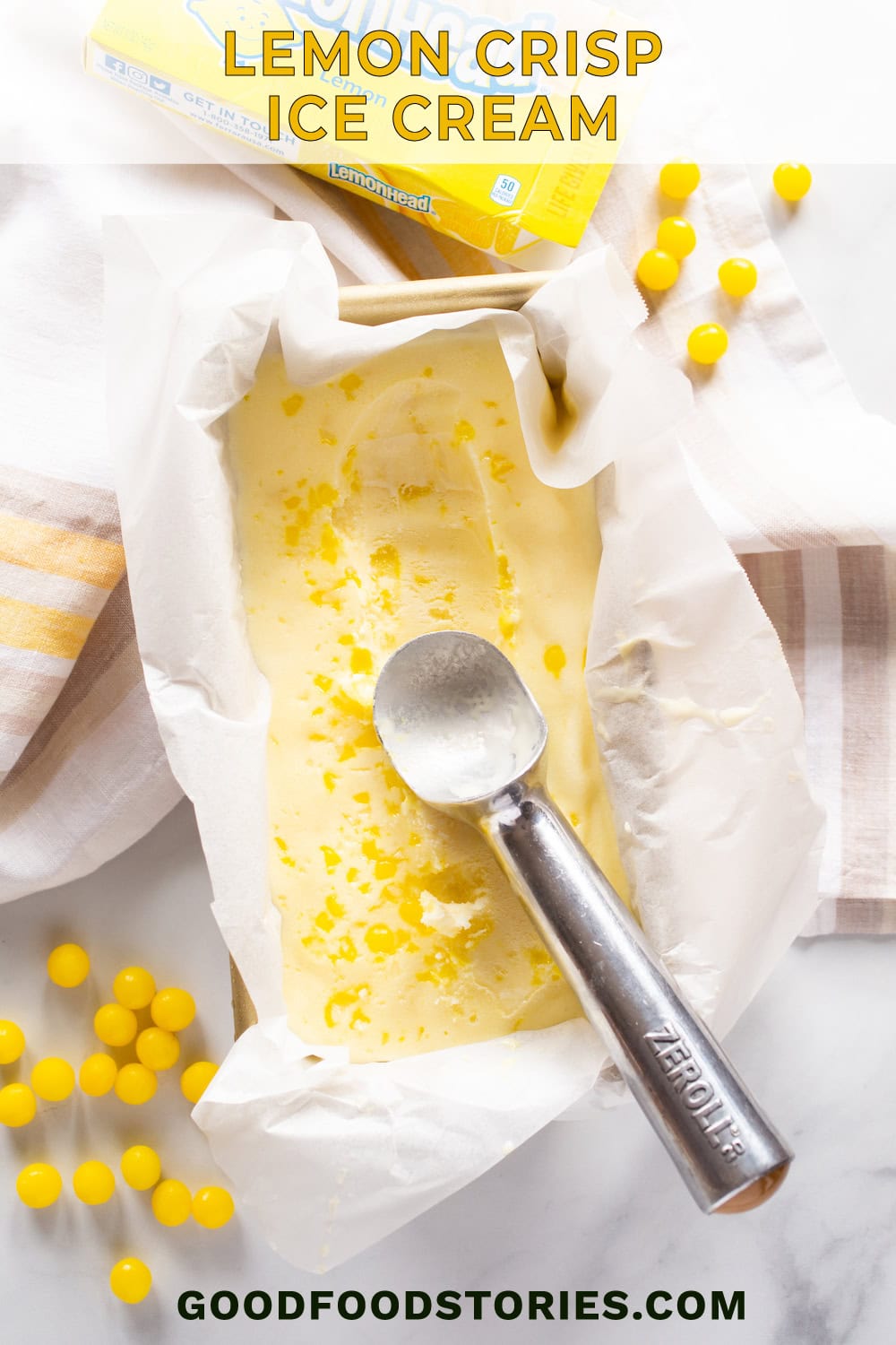 lemon crisp ice cream in a loaf pan