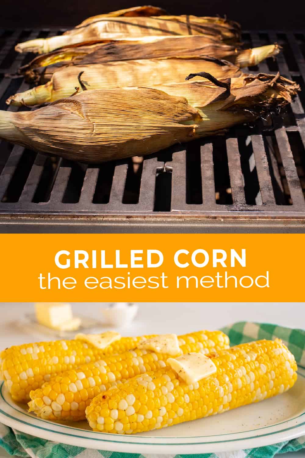 grilled corn - on the grill and served with butter, salt and pepper