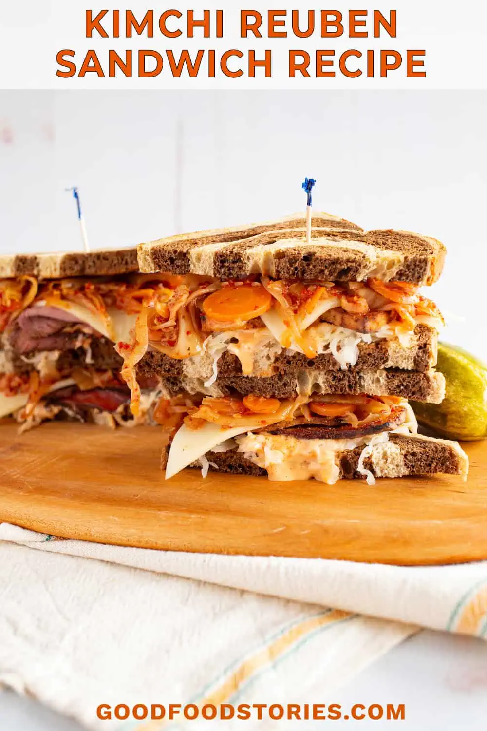 kimchi reuben sandwiches with tofu pastrami and regular pastrami