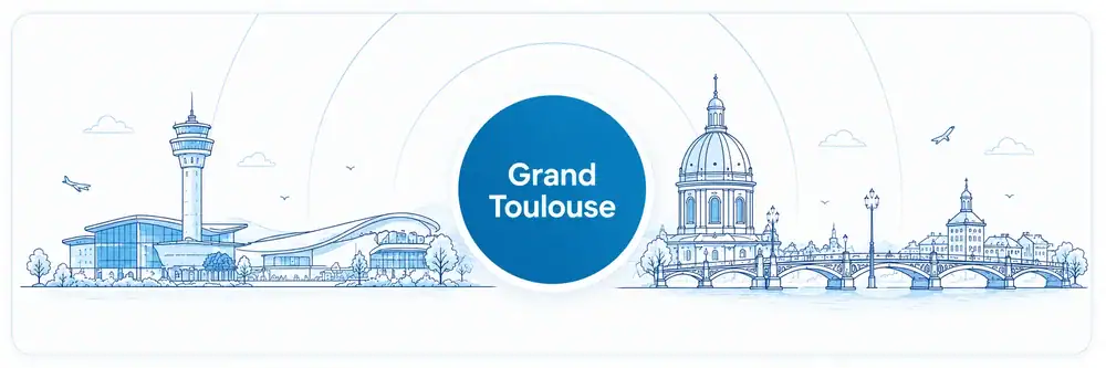 Carte de la zone d’intervention White Net à Blagnac, Toulouse et dans le Grand Toulouse