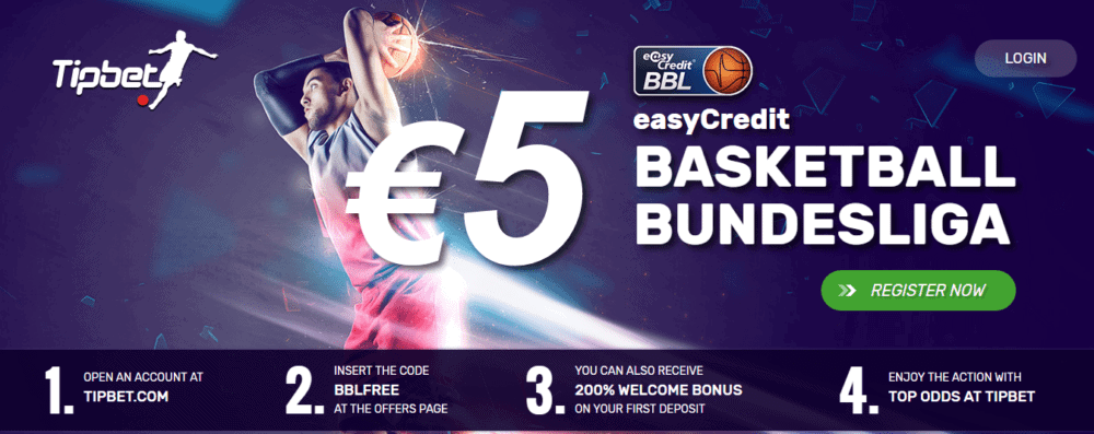 Basketball 5 Euro Free Bet at Tipbet bookmaker with No deposit