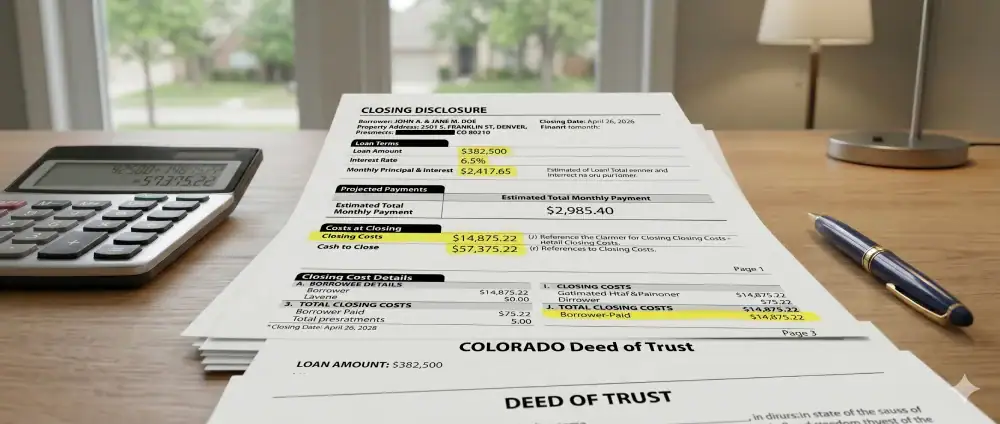 Closing costs breakdown for Denver homebuyers including fees and total purchase expenses