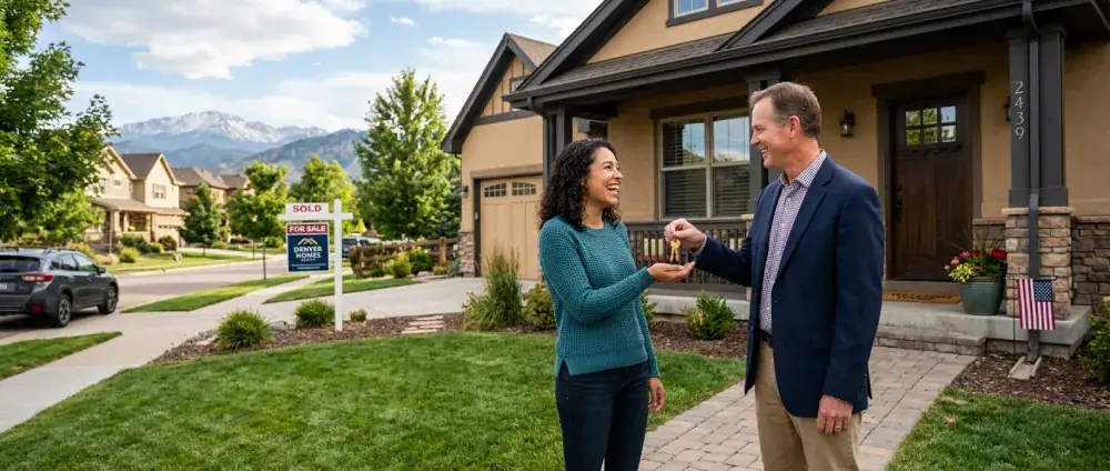 First-time homebuyers in Denver receiving keys to new home in 2026 market